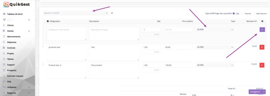 Créer un devis 5 Créer un devis