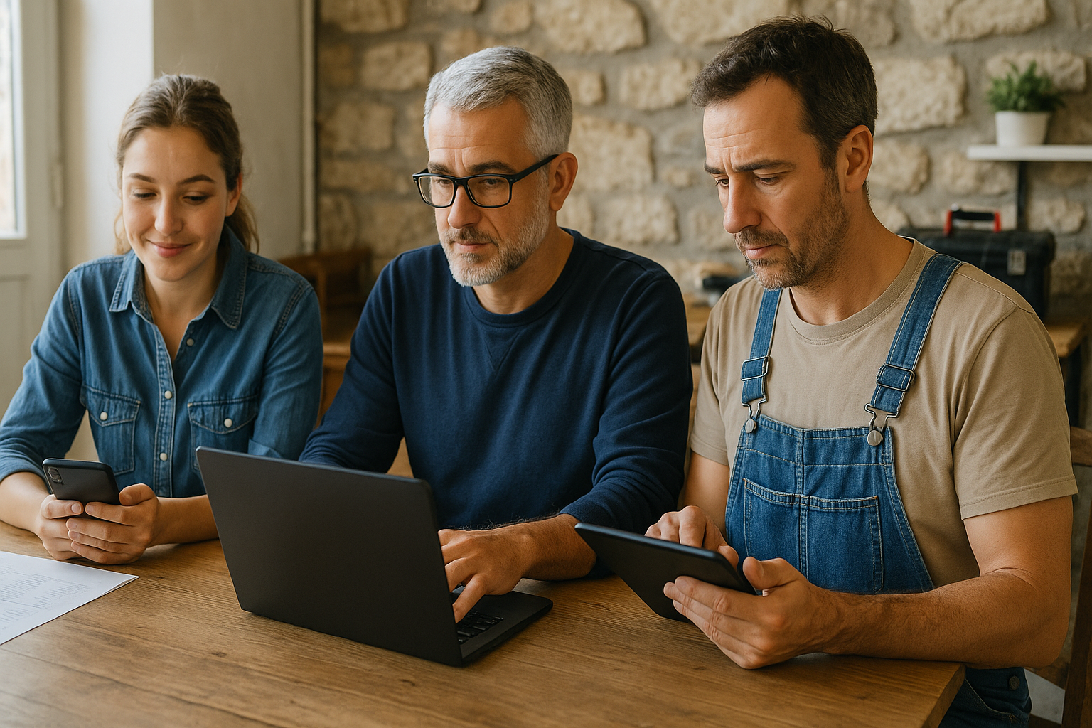 Des entrepreneurs utilisant des outils numériques pour améliorer leurs processus.
