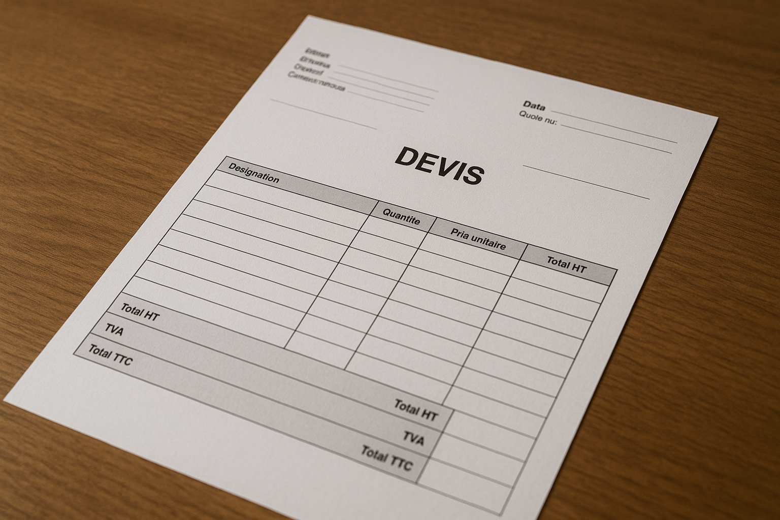 Comprendre et intégrer efficacement les 7 mentions légales obligatoires sur un devis en 2025 pour les PME 1 Exemple de devis avec identification complète des parties.