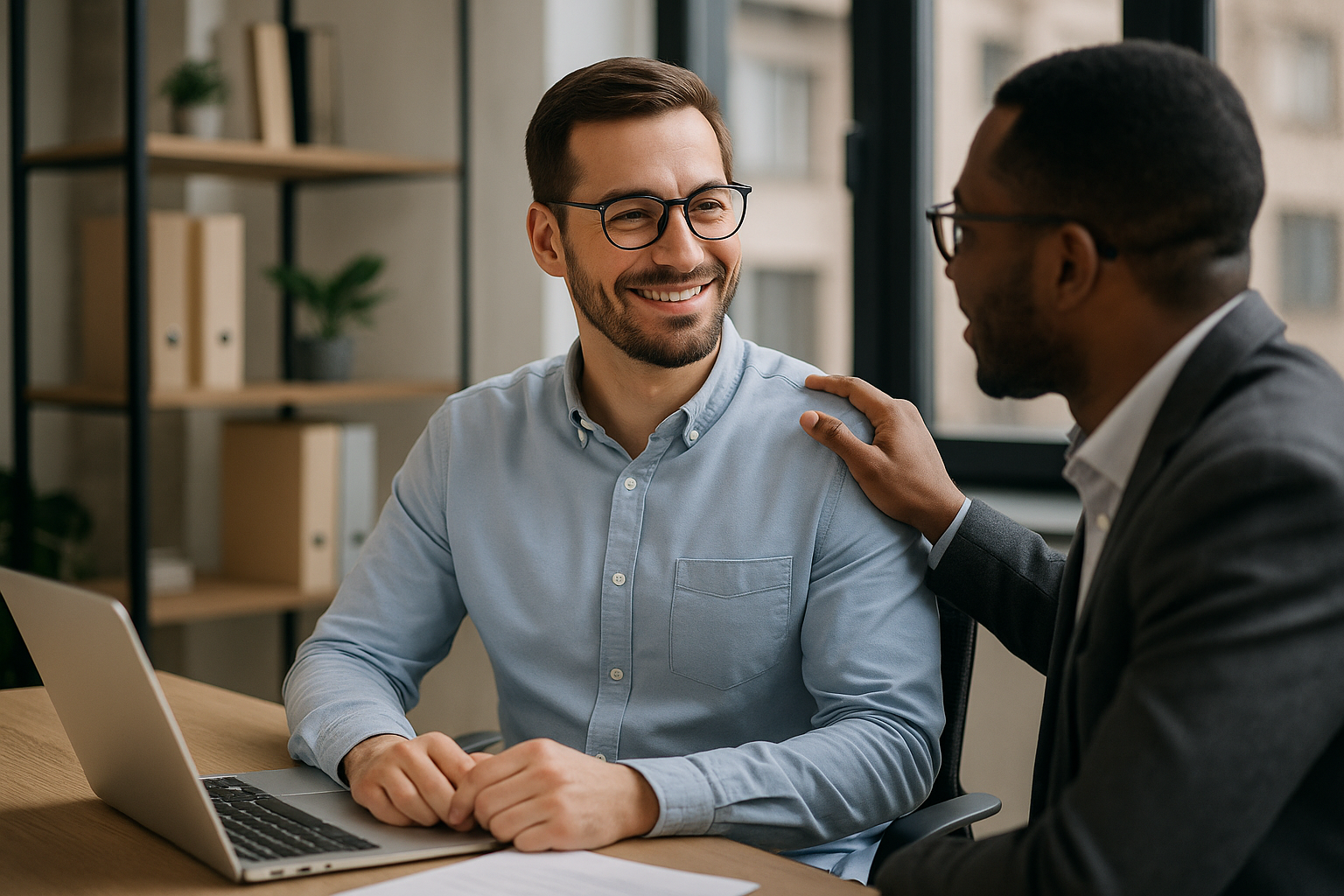 Un entrepreneur célébrant ses réussites, un pas essentiel contre le syndrome de l’imposteur.