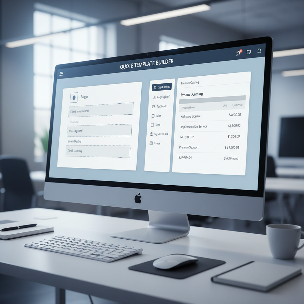 Comment automatiser ses devis en 5 minutes avec un CRM 3 Interface utilisateur d'un logiciel CRM montrant la configuration des modèles de devis et des produits.